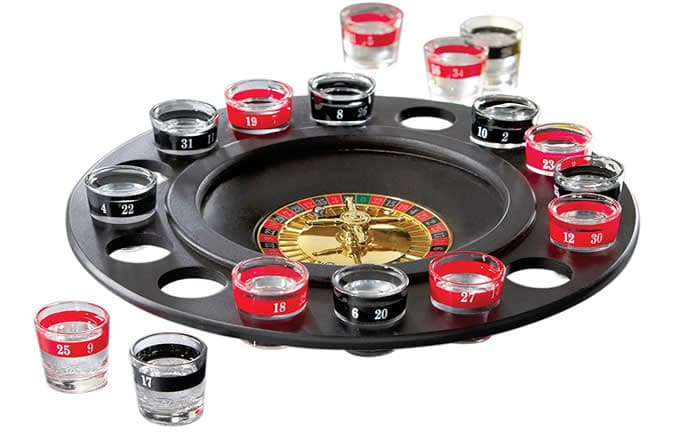 Shot glass roulette drinking set