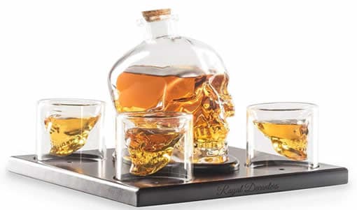 Skull decanter and glasses