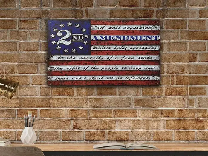 2nd amendment and flag tin sign