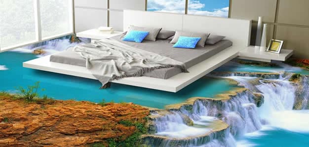 3d epoxy floor waterfall example