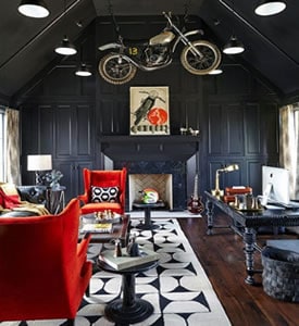 motorbike racing themed man cave office