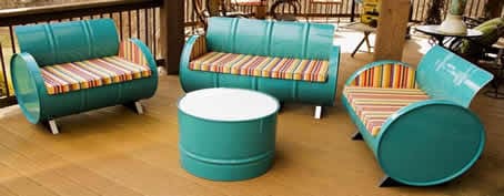muebles de tambor de acero reutilizados