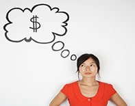 woman thinking about cost of creating a she shed