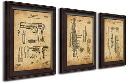 3 pc framed gun patent set