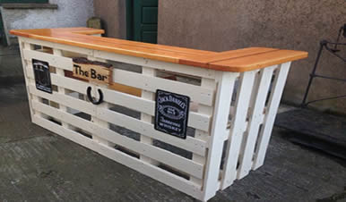 bar counter made from reused pallets