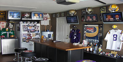 garage sports man cave