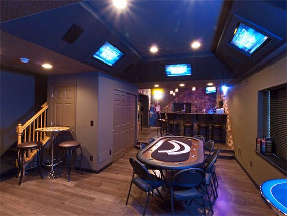 Dark basement man cave