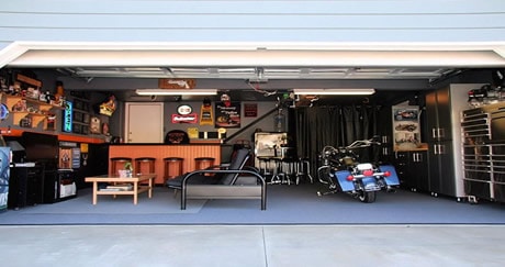 Half garage half biker man cave
