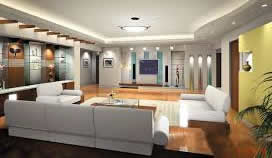 Use of color and light to brighten a basement man cave