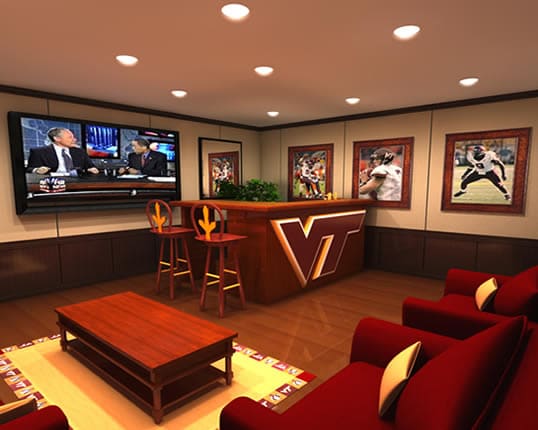 Virgina Tech football basement man cave