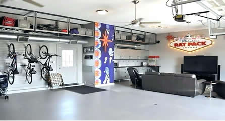 Vegas style garage man cave idea