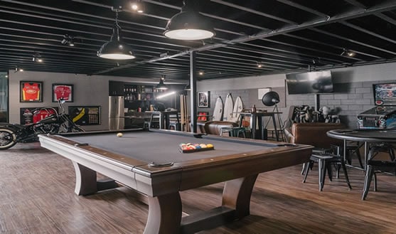 Modern man cave garage