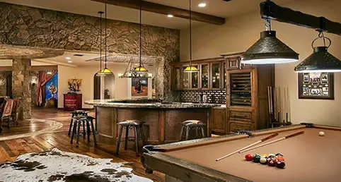 rustic man cave bar idea