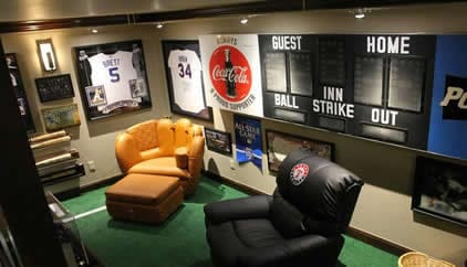 small room baseball man cave idea