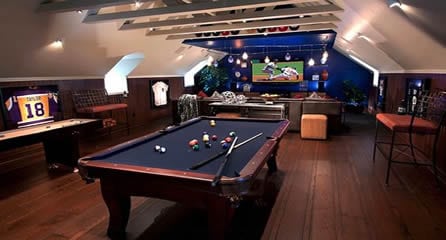 sports attic man cave idea