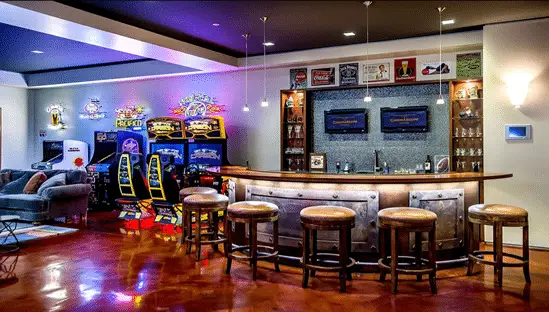 man cave bar arcade