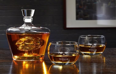 skull decanter set