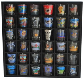 Man cave bar accessory shot glass display