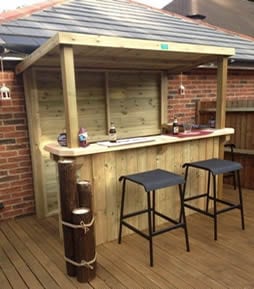 small outdoor man cave open bar