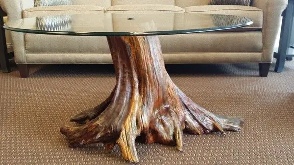 Tree trunk table