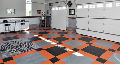 Harley Davidson man cave flooring