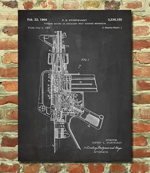 M16 patent print poster