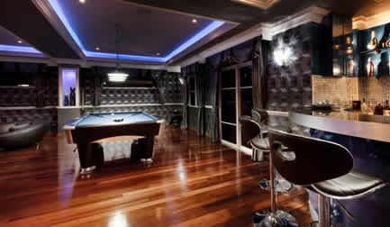 Wooden man cave flooring