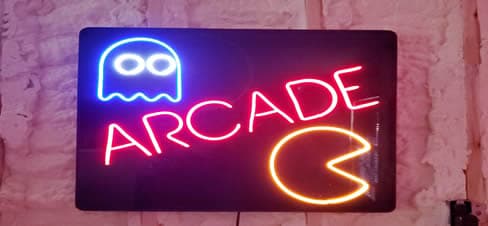 Pac-man neon man cave bar sign